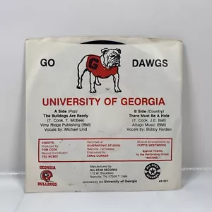 University Of Georgia Pop Country Two Song Vinyl Record - UGA, Go Dawgs! - Imagen 1 de 4