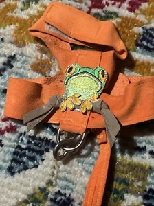 Susan Lanci Harness Leash Frog XS S Orange - Picture 1 of 3