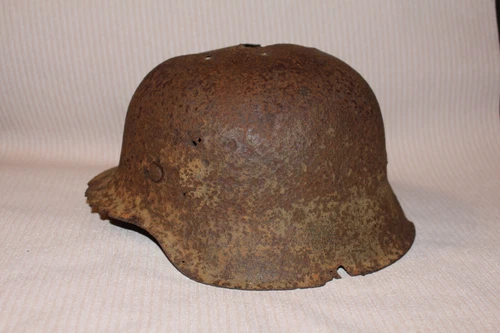 German Helmet Stahlhelm Steel WW2 Original from KURLAND Battle Damage