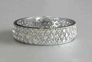 Round Cut CZ Full Eternity Band / 925 Sterling Silver CZ Ring - Picture 1 of 3