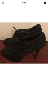 Lace Up Black Platform Heels Size 6 - Picture 1 of 3