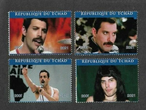 Freddie Mercury-Queen complete set fine used cto-Rock music-Tchad 2021 - Picture 1 of 1