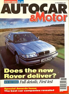 AUTOCAR MAGAZINE 13-NOV-91 - Rover 820i, Mercedes 200E W124, Corvette LT1 - Image 1 of 4