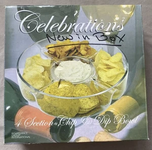Klarglas Serviertablett Geteilt Chips Dip Gemüse Obst 10" - Bild 1 von 5