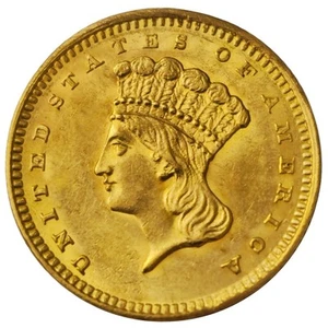 1862 $1 Dollar AMERICAN CIVIL WAR GOLD COIN Large Indian Head Type 3 PM0025 - Picture 1 of 3