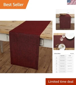 Runner da tavolo in puro lino granato rosso - 72 pollici fatto a mano - Foto 1 di 10