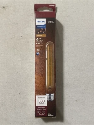 Philips 40W Equivalent T10 Dimmable Edison LED 4.5W Bulb warm white - Image 1 of 4