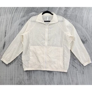 Fabletics Celo Lightweight Checkered Zip-up Jacket Size M Cream Windbreaker Yoga - Picture 1 of 8