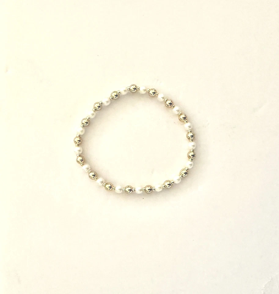 Enewton Dupe Women's Bracelet Gold Pearl Beaded Stretchable Stackable - Image 1 of 1