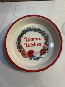 Pioneer Woman Lee Drummond 9” Warm Wishes Floral Stoneware Pie Plate NWT - Picture 1 of 2