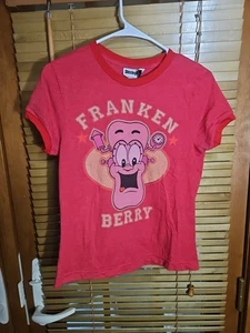 Vintage 90s Y2K Franken Berry Cereal Promo Girls Baby Crop Tee T Shirt L Made In - Picture 1 of 9