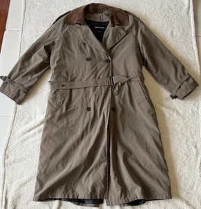 Vtg Pierre Cardin Mens Leather Collar Trench OverCoat 40L | Removable Lining - Picture 1 of 19