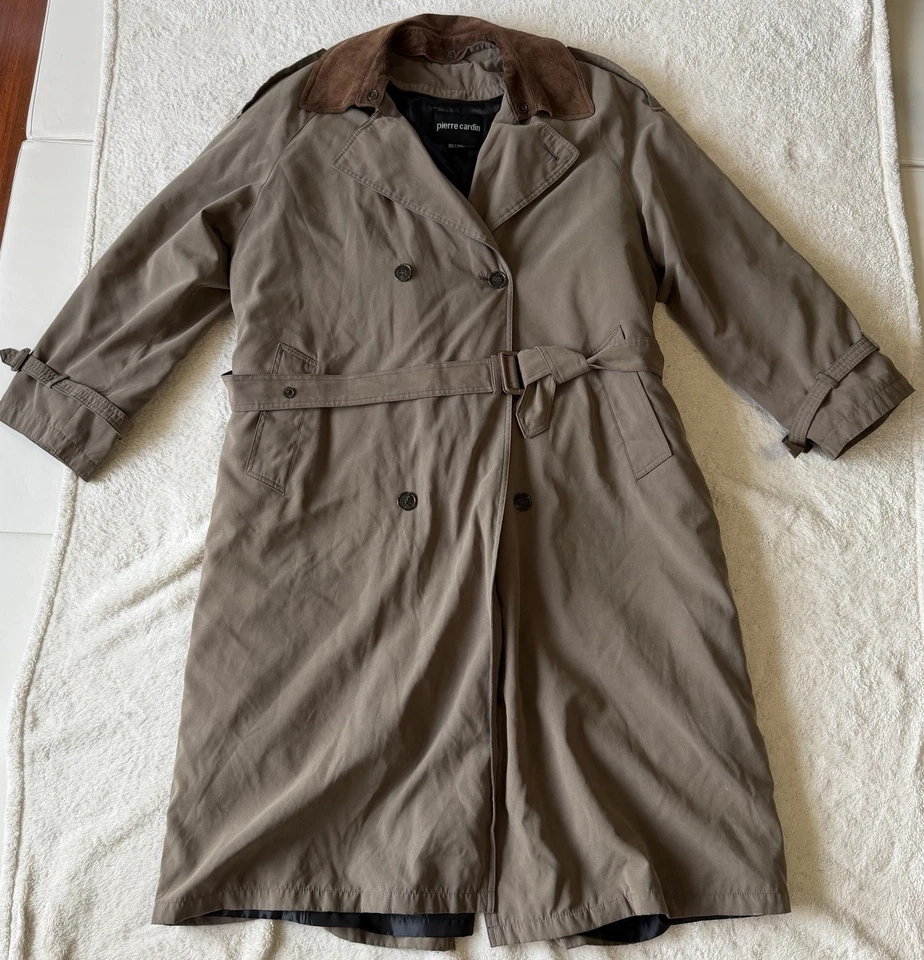 Abrigo de trinchera de colección Pierre Cardin para hombre cuello de cuero 40L | Forro extraíble Foto 1 de 4