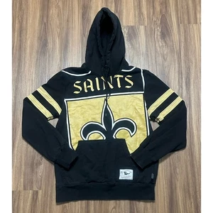 Mitchell & Ness Throwback NFL Hoodie New Orleans Saints Sweatshirt Black Sz M - Picture 1 of 11