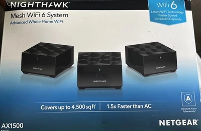 Netgear Nighthawk Dual-band AX1500 3-Pack (MK6W) MR60 Mesh Wifi Router. NIB - Image 1 of 4