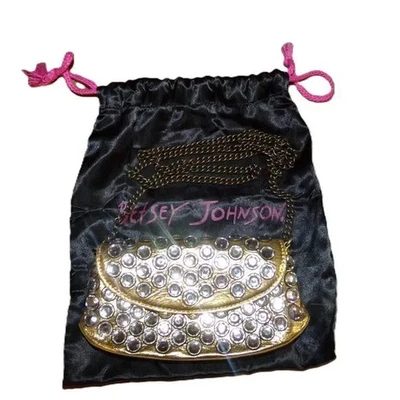 BOLSO BANDOLERA BETSY JOHNSON PEQUEÑO CUERO DORADO IMITACIÓN CRISTAL Foto 1 de 4