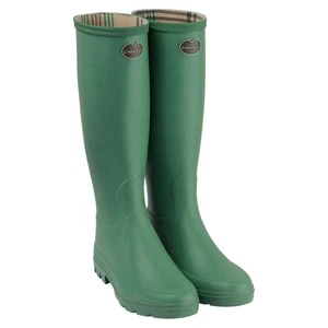 Le Chameau Womens Iris Jersey Lined Wellingtons - Vert Clair/Rose - UK4-UK7 - Picture 1 of 13
