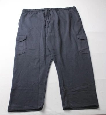 Bigdude Men's Straight Leg Drawstring Open Hem Cargo Joggers EH6 Navy Size 4XL - Image 1 of 4