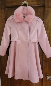 Rothschild Girls' Woolen Faux-Fur Coat - pin Medium SIZE 10-12 Princess Coat - Picture 1 of 4
