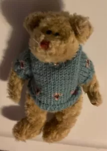 Ty 1993 Attic Treasures Collection Skylar 8" Bear Plush with Blue Sweater - Picture 1 of 3