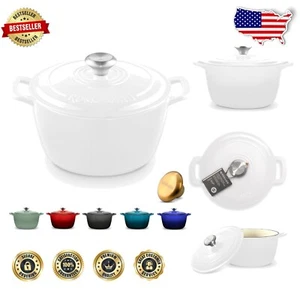 Elegant 3.5 Quart Non-Stick Dutch Oven in White - Perfect for Cooking & Serving - Picture 1 of 8