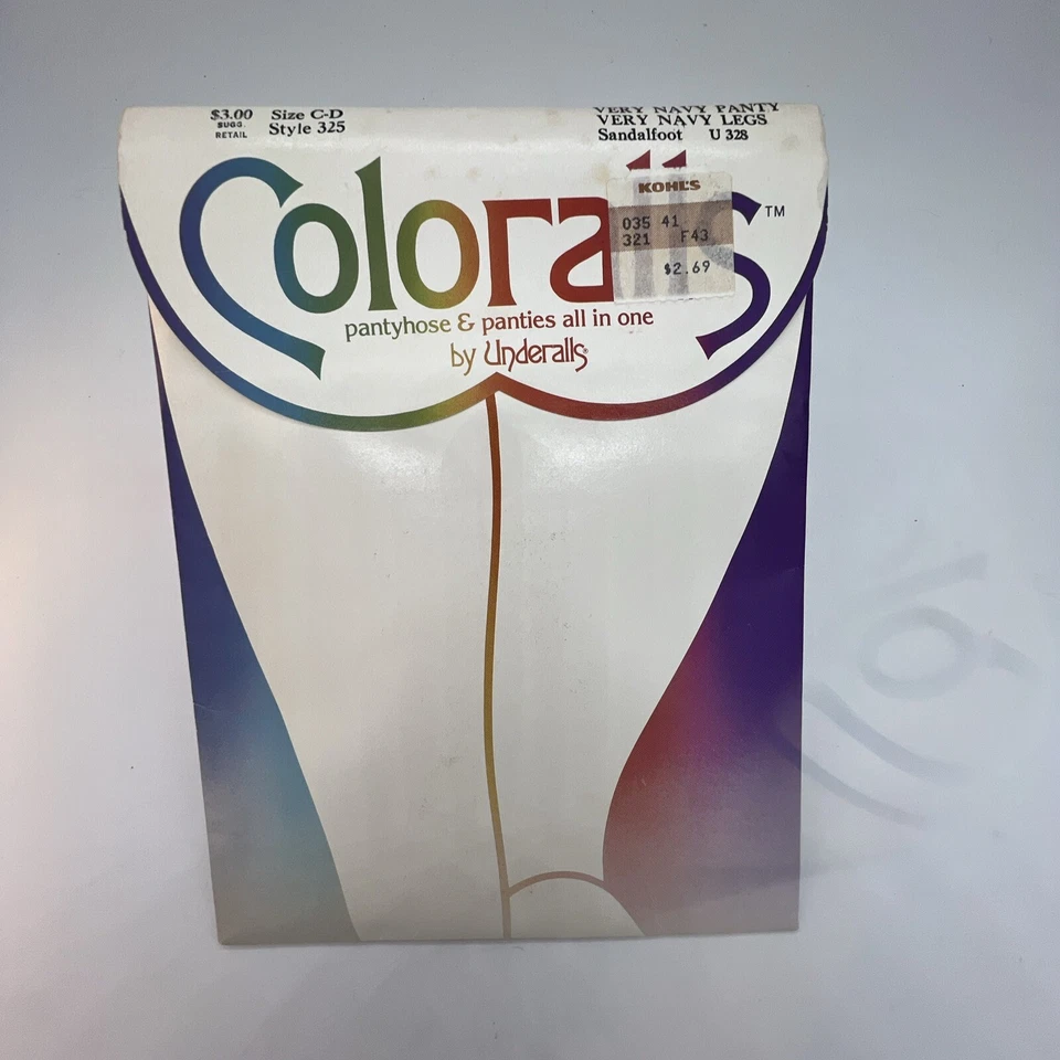 Vintage Underalls Coloralls Pantyhose Size C-d Very Navy Nylons