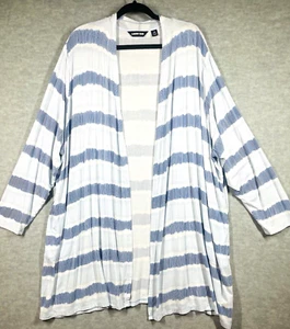 Lands' End Womens Striped Long Line Cardigan 3X Relaxed Coastal Beach Seaside - Picture 1 of 14