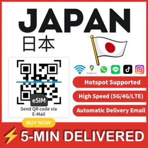 [eSIM] Japan Travel e-SIM Card DATA eSIM QR code Unlimited data Japan sim card🛜 - Zdjęcie 1 z 8