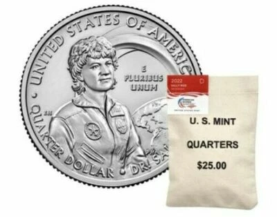 2022-D Dr. Sally Ride American Women AWQ Quarters, Sealed 100 Coin Bag, 22WBD - Image 1 of 3