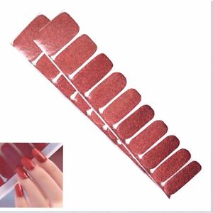 Jaysea Arts Nail Strips - Color Red Glitter Christmas Street Polish Wraps, B4G1