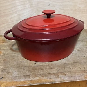 Staub Basix Enameled Cast Iron Oval Dutch Oven Red 5.5Qt #31 Made In France EUC - Picture 1 of 15