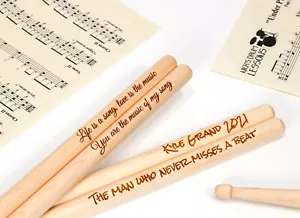More details for personalised custom drum sticks - 5a size | design a truly unique engraved gift