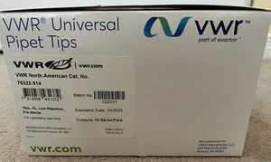 NEW VWR #76322-514 Sterile Universal Pipette Tips, 10uL, XL, Filtered-box of 960 - Foto 1 di 3