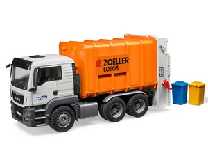 Bruder 03762 MAN TGS Rear Loading Garbage Truck orange 1:16 - Picture 1 of 1