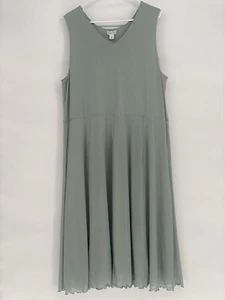 Vestido Coldwater Creek Cuello en V Sin Mangas Midi Marco en A Verde 20W Cómodo Fluido - Imagen 1 de 14