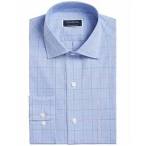 Club Room Mens Classic Fit Windowpane Blue Red Button Up Dress Shirt 16.5 - Picture 1 of 1