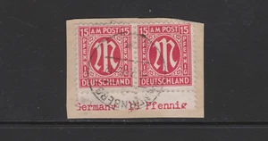 AM-Post 8 Br (I) 15 Pfennig Paar mit seltenem Randplattenfehler gestempelt - Picture 1 of 1