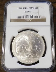 2011-S US Army Silver Commemorative S$1 - NGC MS 69, San Francisco Mint - Picture 1 of 4