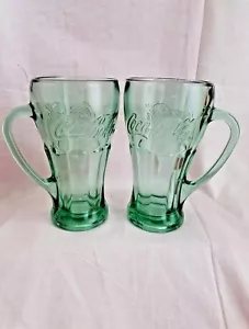 VINTAGE LIBBEY COCA COLA SCHWERES GRÜNES GLAS MIT GRIFF 2er SET - Bild 1 von 6