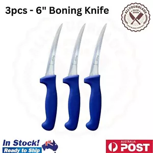 DIEKENSEN BUTCHER'S 6" 15CM CURVED BLUE HANDLE SHARP BONING KNIFE - SET OF 3 - Picture 1 of 8
