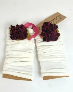 Snugars Leg Warmers Leggings Girls Toddler White Burgundy Flower Size XL New - Picture 1 of 4