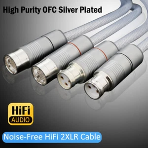 Pair OFC Copper XLR Cable W/ Silver Plated Plugs HiFi Audio Wire Interconnect - Picture 1 of 23
