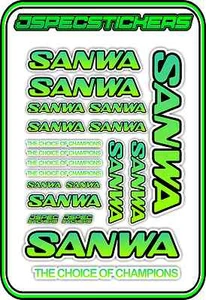 SANWA RC RADIO CONTROL STICKERS MT4 M12 SERVO RX TX CAR BUGGY HOBBY TEAL GREEN B - Picture 1 of 8