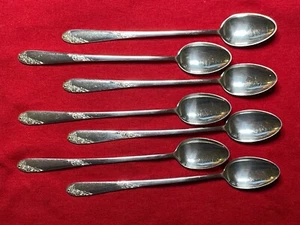 7 Sterling Iced Tea Spoons in Sweetheart Rose Pattern (1951) Lunt Silver NO MONO - Picture 1 of 7