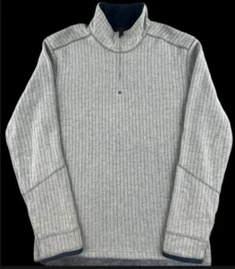 Prana Trask Sweater Large 1/4 Zip Long Sleeve Stand Collar Pullover Beige - Picture 1 of 11