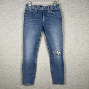 Lucky Brand Jeans Women's 6 Blue Low Rise Crop Lolita Denim Distressed 27x25 - Picture 1 of 16
