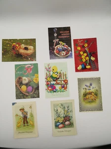 Vtg Lot of 8 Chrome Easter Postcards Foreign Language German? Russian? French? - Picture 1 of 18