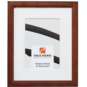 Craig Frames Wiltshire 236, Simple Brown Hardwood Picture Frame With Single Mat - Picture 1 of 11