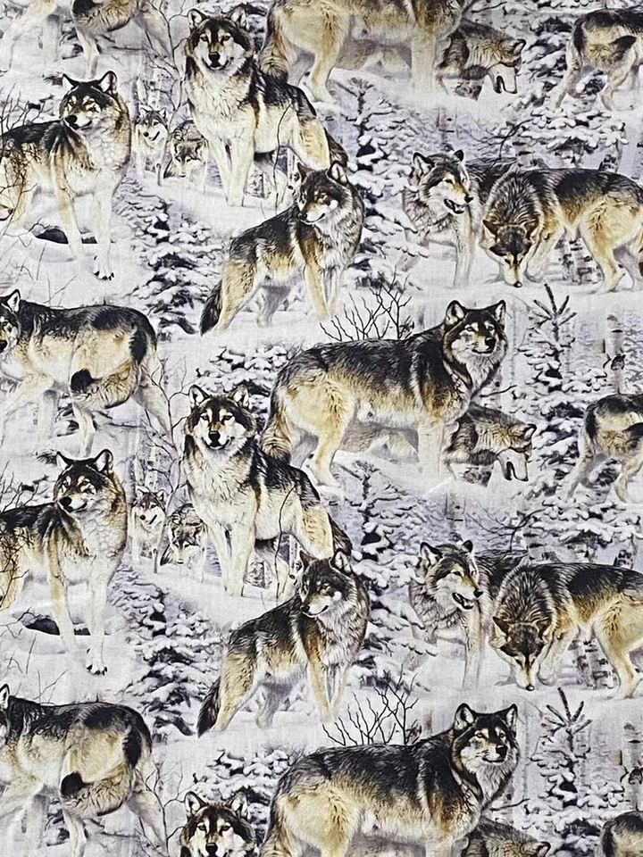 Per HALF METRE Wolf Wolves in Snow Quilting Cotton Fabric - image 1 of 1