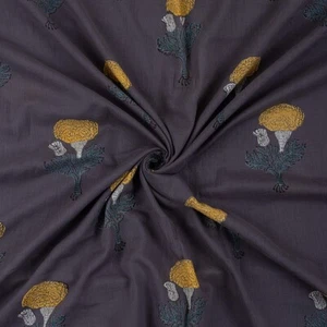 Yellow Floral Block Print Fabric Summer Dressmaking Indian Handmade Cotton Cloth - Picture 1 of 5